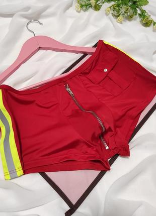 Стильные трусики боксеры красные с молнией и лампасами плавки мужские эксклюзивная модель