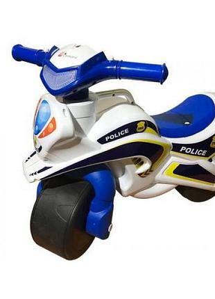 Музыкальная каталка "байк police" (бело-синий)