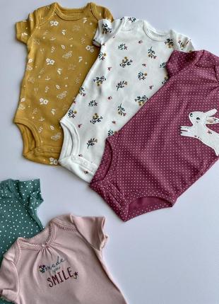 Боді бодіки з коротким рукавом carter’s картерс для дівчинки