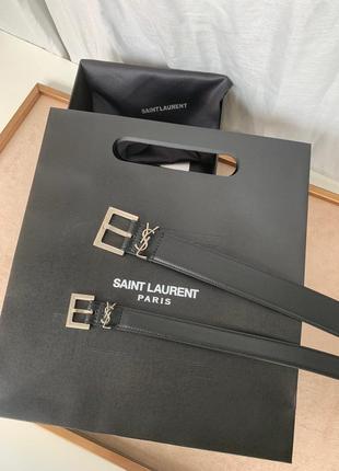 Женский черный кожаный ремень в стиле ив сен лоран ysl yves saint laurent с серебряной бляхой пояс7 фото