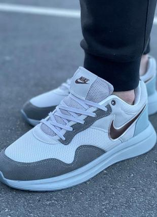 Чоловічі кросівки сітка nike air white grey сеточка найк аир