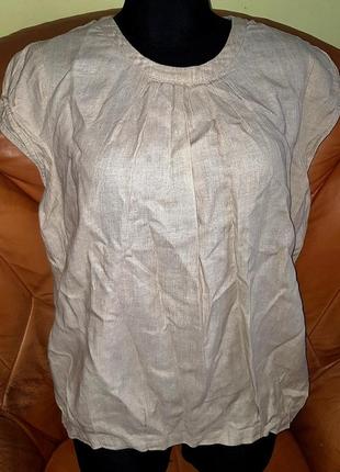 Бежева блуза льон m&amp;s р14-421 фото