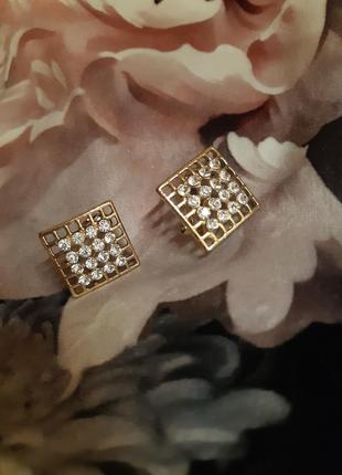 Серьги стразы, квадратные, нулевые