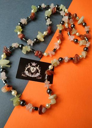 Намисто мультикамені. намисто з натурального сердоліку, гематиту, нефриту, рожевого кварцу. індія.