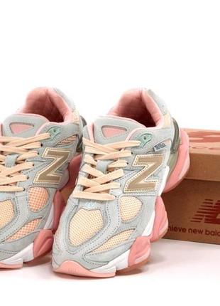 Жіночі шкіряні кросівки new balance 9060(нью беленс,сіро-рожевого кольору)(36-41)