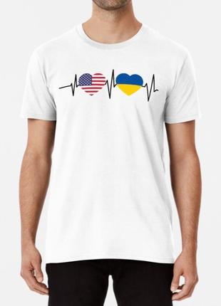 Мужская и женская патриотическая футболка с принтом usa ukraine америка украина4 фото