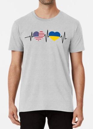 Мужская и женская патриотическая футболка с принтом usa ukraine америка украина5 фото