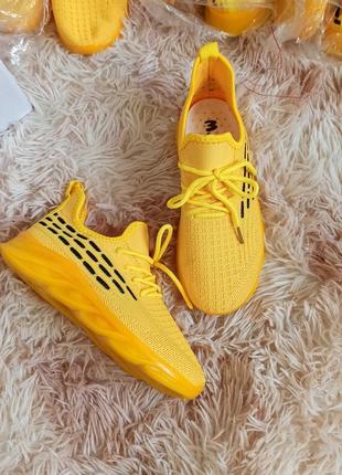 Підліткові дитячі текстильні кросівки жовті 21 см, 22 см