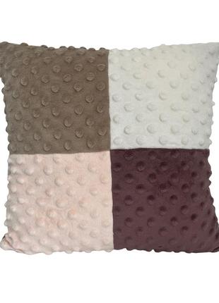 Подушка плюшева декоративна від minkyhome™ 30*30 см. в ''бежевих'' тонах.