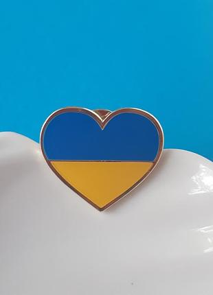 Значок сердце желто-голубой патриотический пин желтый синий брошь флаг украины патриотическое украшение символ герб трезубец жёлтый3 фото