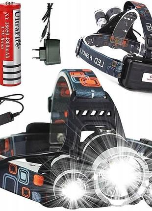 Потужний ліхтар налобний акумулятор