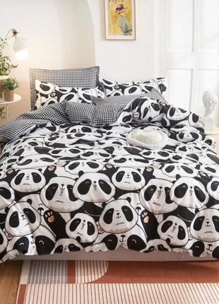 Детское полуторное постельное белье панды