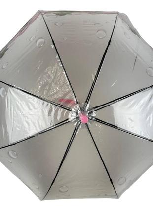 Прозрачный зонт-трость с изображением цветов, полуавтомат от фирмы mario, розовая ручка 0211-34 фото