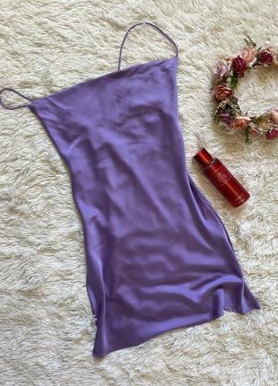 Сатиновое платье с завязками stradivarius5 фото