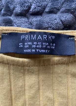 Жовтий топ у рубчик з зав'язками драпіровкою primark3 фото