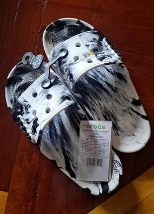 Шлепанцы classic crocs marbled slide кроксы оригинал