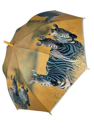 Женский зонт-трость полуавтомат с желтой ручкой от swifts с зеброй, 0335-3