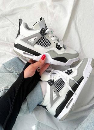 Кроссовки nike air jordan retro 4 white/black8 фото