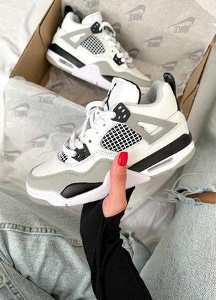 Кроссовки nike air jordan retro 4 white/black9 фото