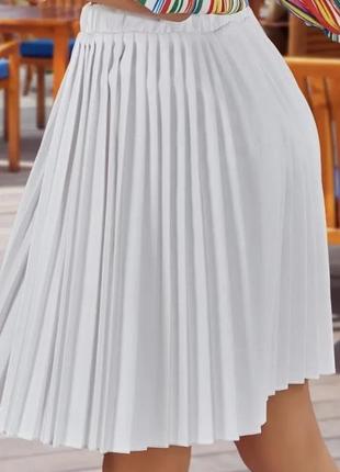 В наличии белая базовая женская юбка короткая плиссировка размер s/m летняяя легкая светлая белая юбка