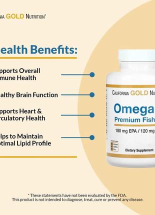 California gold nutrition омега-3 риб'ячий жир преміальної якості 180 мг епк/120 мг дгк.  100 кап.5 фото