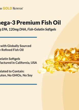 California gold nutrition омега-3 риб'ячий жир преміальної якості 180 мг епк/120 мг дгк.  100 кап.7 фото