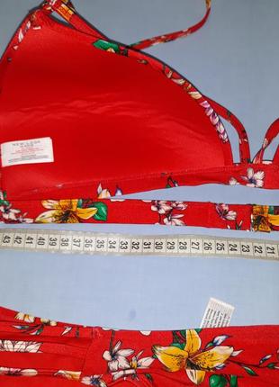 Купальник раздельный  размер 50-52 / 16-18 на большую грудь на завязках красный портупея нюанс6 фото