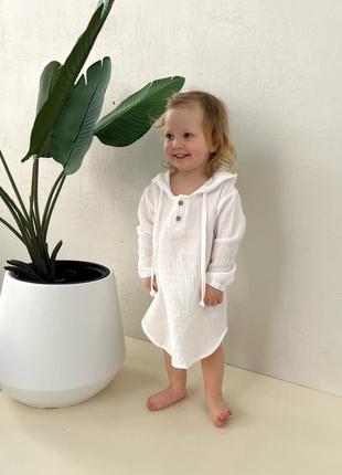 Дитяча туніка з мусліну з капюшоном