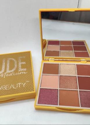 Палетка тіней для повік huda beauty nude medium obsessions eyeshadow palette, prot, 10 г1 фото