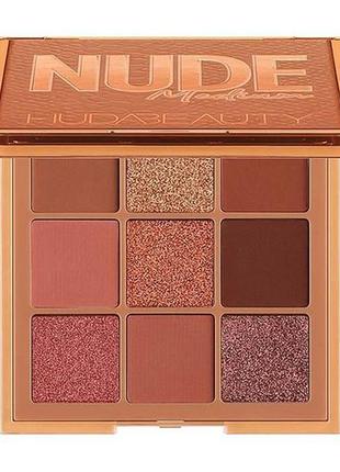 Палетка тіней для повік huda beauty nude medium obsessions eyeshadow palette, prot, 10 г2 фото