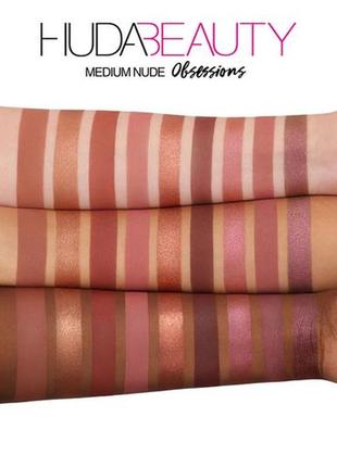 Палетка теней для век huda beauty nude medium obsessions eyeshadow palette, rich, 10 г4 фото