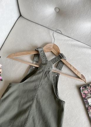 Джинсовый сарафан цвета хаки h&amp;m 6