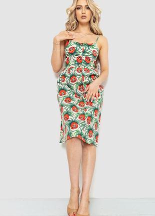 Сарафан женский с цветочным принтом цвет красно-зеленый