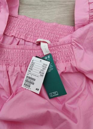 Блуза блузка топ c об'ємними рукавами і квадратним вирізом якісна стильна рожева нова h&m7 фото