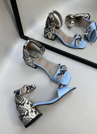 Голубые босоножки комфорт натуральная кожа замш питон 36-41