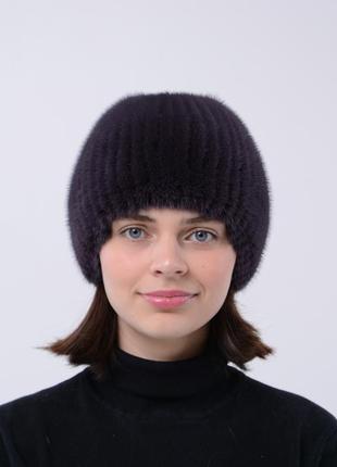 Женская трикотажная норковая шапка
