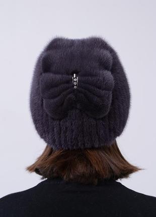 Женская трикотажная норковая шапка4 фото