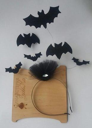 Обруч на halloween , обруч летучая мышь