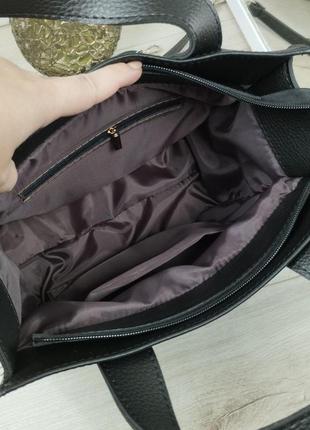 Женская сумка на одно отделение черная4 фото
