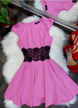 Розовое платье с кружевом на талии красивое платье 44 46 распродажа2 фото