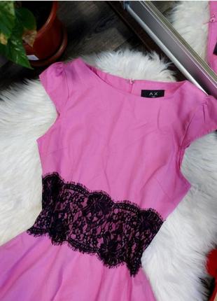 Розовое платье с кружевом на талии красивое платье 44 46 распродажа3 фото