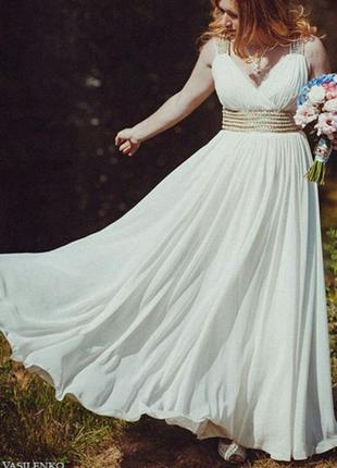 Doridorca шикарне весільне вечірнє випускне плаття біле молочне шампань зі стразами1 фото