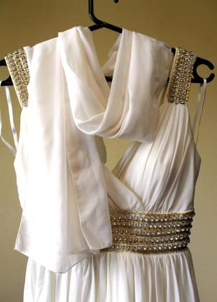 Doridorca шикарное свадебное вечернее выпускное платье белое молочное шампань со стразами