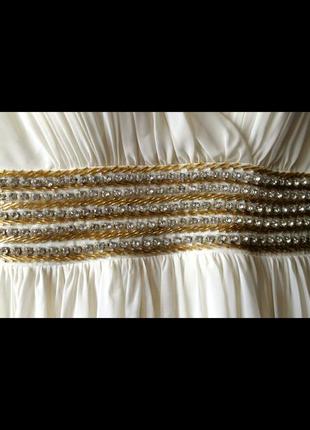 Doridorca шикарное свадебное вечернее выпускное платье белое молочное шампань со стразами