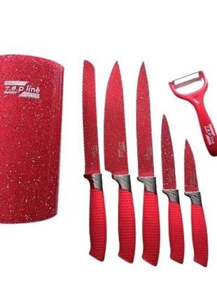 Професійний набір ножів zepline zp-046 з підставкою набір кухонних ножів 7 предметів