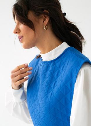 Блуза с объемными рукавами с накидкой и поясом6 фото