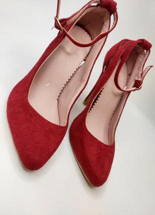 Туфли женские красные на высоком каблуке под замшу от бренда italy 373 фото