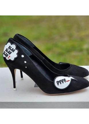 Заишеві чорні туфлі човники на підборах на шпильці cosmoparis 39 розмір