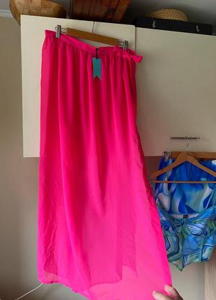 Юбка пляжная, парео, стильная юбка, ярко розовая юбка