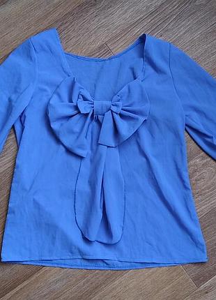Синяя блузка с бантом на спине (s-м) - новая